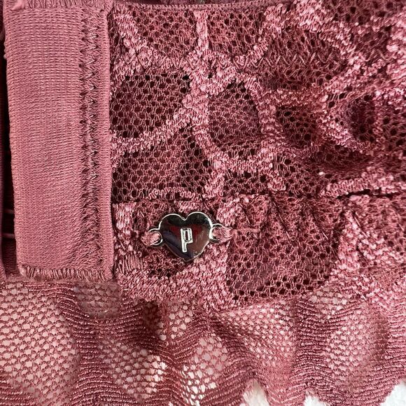 PINK Victoria's Secret L Large Bra Lace Bralette Halter Wireless Mauve Pink - Picture 6 of 15